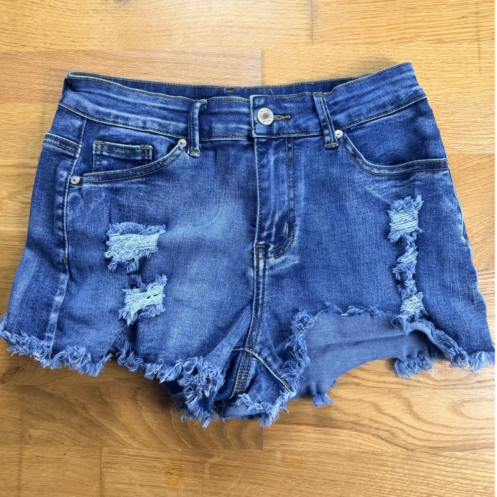 Womens Distressed Denim Cut Off Shorts Medium‎ Wash Frayed Hem Size M